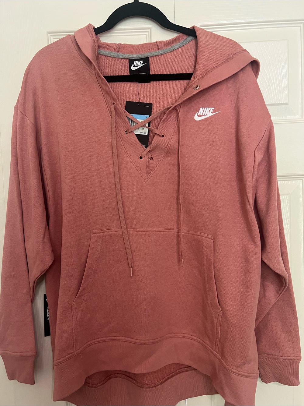Nike women’s Dusty Rose Lace-Up Hoodie Sweatshirt